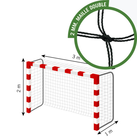 Filets pour buts de handball - Maille double 2 x 2 mm