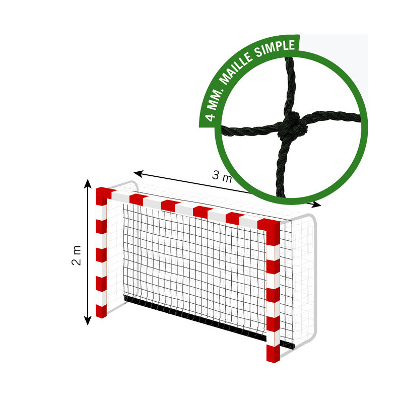 Filet amortisseur handball 4mm - Paire pour but 3x2m