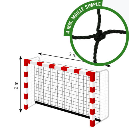 Filet amortisseur handball 4mm - Paire pour but 3x2m