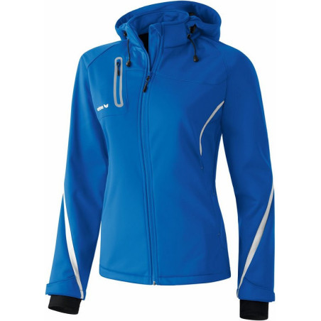 Veste Softshell Fonction ERIMA Femme, couleur bleu roi et blanc, de face