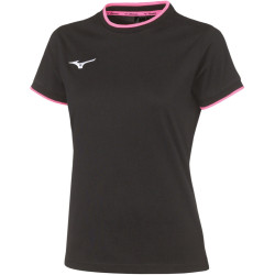 Tee-shirt MIZUNO Femme, coloris noir et rose fluo
