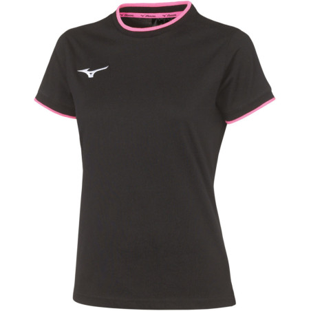 Tee-shirt MIZUNO Femme, coloris noir et rose fluo