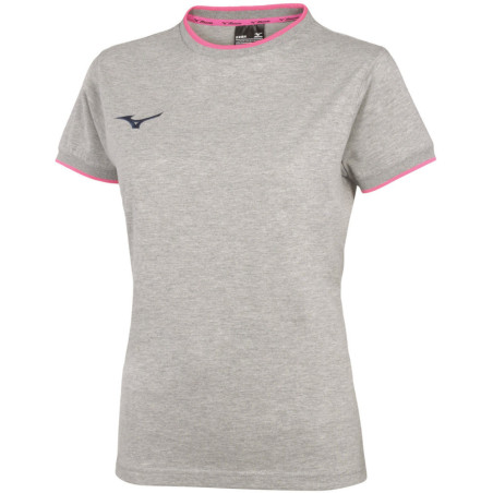 Tee-shirt MIZUNO Femme, coloris gris et rose fluo