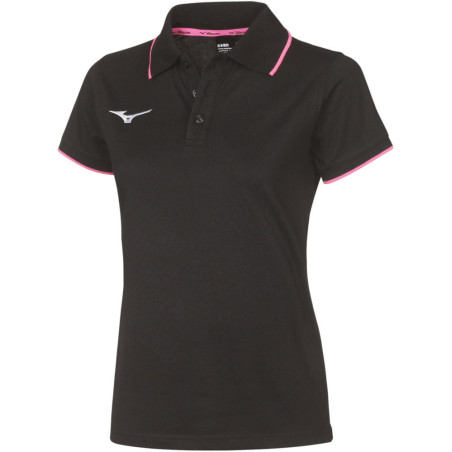 Polo MIZUNO Femme, coloris noir et rose fluo