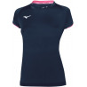 Tee-shirt MIZUNO Core Femme, coloris marine et rose fluo