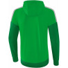 Veste d'entraînement à capuche ERIMA Squad, couleur vert fougère, émeraude et argenté, de dos