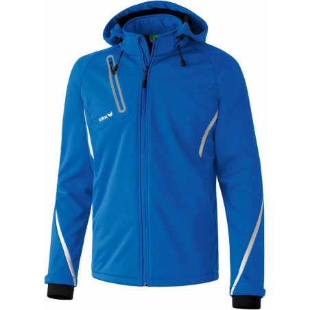 Veste softshell ERIMA Fonction, couleur bleu roi et blanc, de face