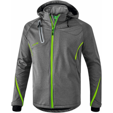 Veste softshell ERIMA Fonction, couleur gris chiné et vert gecko, de face