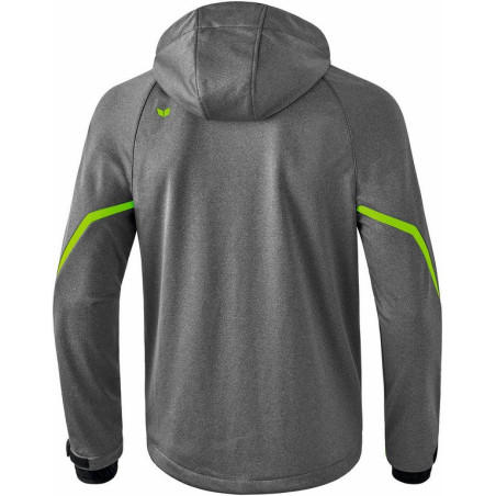 Veste softshell ERIMA Fonction, couleur gris chiné et vert gecko, de dos