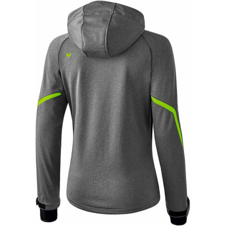 Veste Softshell Fonction ERIMA Femme, couleur gris foncé et vert gecko, de dos