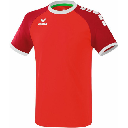 Maillot ERIMA Zenari 3.0, couleur rouge, ruby et blanc, de face