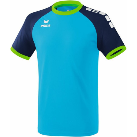 Maillot ERIMA Zenari 3.0, couleur curaçao, marine et vert gecko, de face
