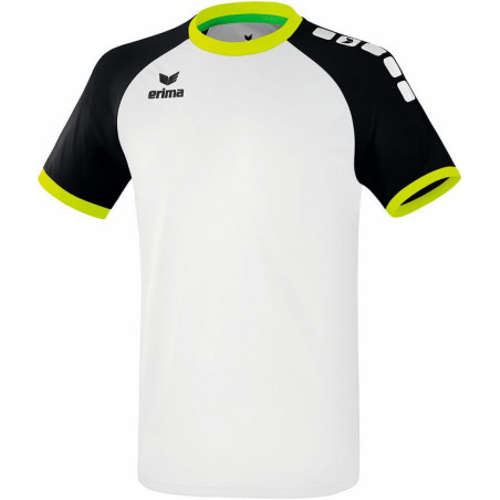 Maillot ERIMA Zenari 3.0, couleur blanc, noir et vert gecko, de face