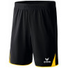 Short ERIMA 5-C Classic, couleur noir et jaune, de face