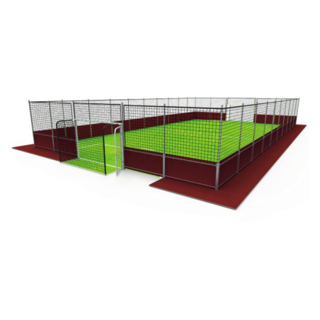 Terrain de soccer démontable avec panneaux de cheminement périphérique en Glissnot