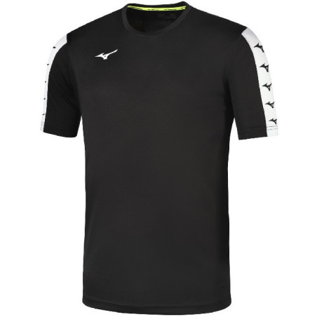 Tee-shirt d'entraînement MIZUNO Nara noir et blanc de face
