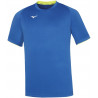 Tee-shirt MIZUNO Core bleu roi et jaune fluo de face