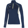 Sweat zippé MIZUNO Premium JPN Femme marine et blanc de face