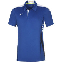 Polo MIZUNO Hex Rect bleu roi et blanc de face