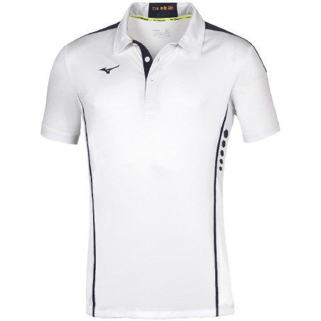 Polo MIZUNO Hex Rect blanc et marine