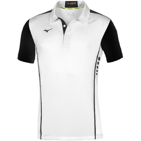Polo MIZUNO Hex Rect blanc et noir