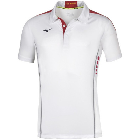 Polo MIZUNO Hex Rect blanc et rouge