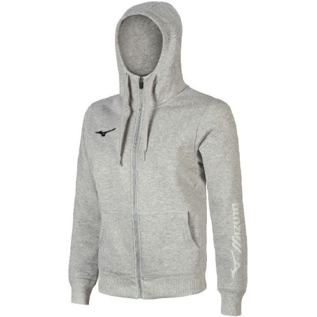 Sweat à capuche zippé MIZUNO FZ gris chiné de face