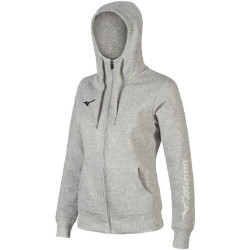 Sweat à capuche zippé MIZUNO FZ Femme gris chiné de face