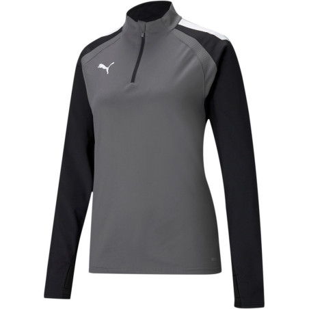 Sweat 1/4 Zip Femme Puma Team Liga gris face