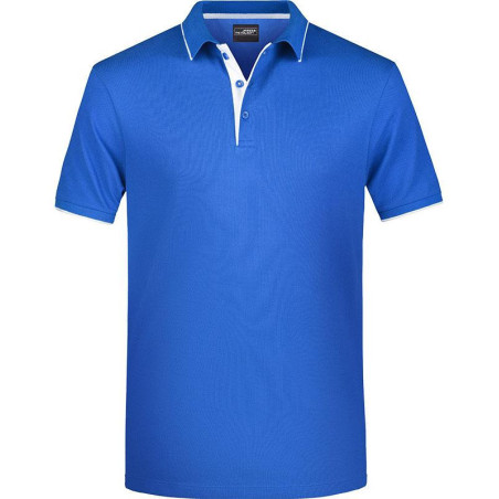 Polo Homme à rayures bleu roi blanc face