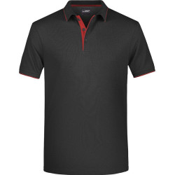 Polo Homme à rayures noir rouge face