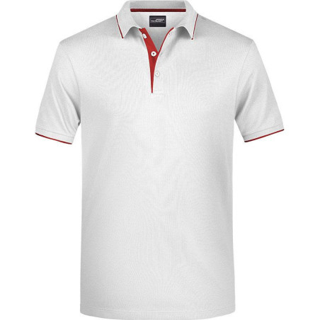 Polo Homme à rayures blanc rouge côté face