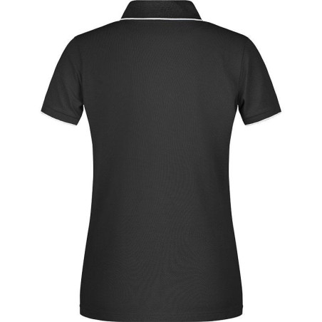 Polo Femme à rayures personnalisé en broderie noir argent dos Polo Femme à rayures personnalisé en broderie noir argent dos