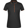 Polo Femme à rayures personnalisé en broderie noir orange