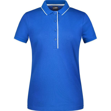 Polo Femme à rayures personnalisé en broderie bleu roi blanc Polo Femme à rayures personnalisé en broderie bleu roi blanc