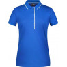 Polo Femme à rayures personnalisé en broderie bleu roi blanc