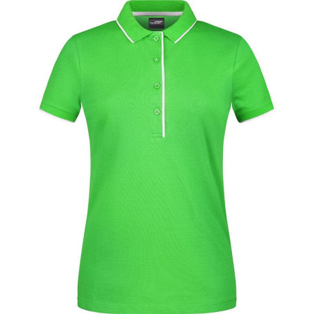 Polo Femme à rayures personnalisé en broderie vert blanc Polo Femme à rayures personnalisé en broderie vert blanc