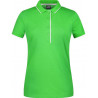 Polo Femme à rayures personnalisé en broderie vert blanc