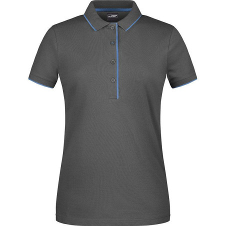 Polo Femme à rayures personnalisé en broderie graphite bleu Polo Femme à rayures personnalisé en broderie graphite bleu