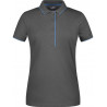 Polo Femme à rayures personnalisé en broderie graphite bleu