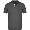 Polo Homme à inserts vichy personnalisé en broderie graphite graphite blanc