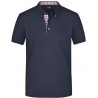 Polo Homme à inserts vichy personnalisé en broderie marine rouge marine blanc