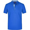 Polo Homme à inserts vichy personnalisé en broderie bleu roi bleu roi blanc
