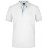 Polo Homme à inserts vichy personnalisé en broderie blanc bleu jaune blanc