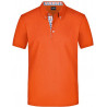 Polo Homme à inserts vichy personnalisé en broderie orange foncé bleu orange blanc