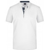 Polo Homme à inserts vichy personnalisé en broderie blanc denim foncé