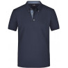 Polo Homme à inserts vichy personnalisé en broderie marine denim clair