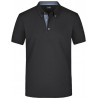Polo Homme à inserts vichy personnalisé en broderie noir denim clair