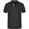 Polo Homme à inserts vichy personnalisé en broderie noir noir blanc