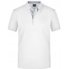 Polo Homme à inserts vichy personnalisé en broderie blanc marine blanc